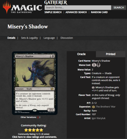 2022 Magic the Gathering BRO Brother's War #107 Misery's Shadow Rare WOTC Card - Image 3