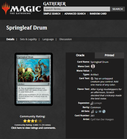 2007 MTG Magic the Gathering Lorwyn #261 Springleaf Drum Artifact WOTC Card - Image 3