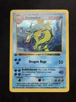 Pokemon Card - Gyarados Base Set 1st Edition Shadowless 6/102 Holo Rare - Image 1