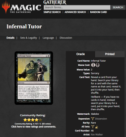 2006 MTG Magic the Gathering Dissension #46 Infernal Tutor Black Rare WOTC Card - Image 3