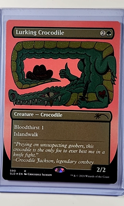 2021 MTG Magic the Gathering SLD Secret Lair Foil Etched #590 Lurking Crocodile - Image 1