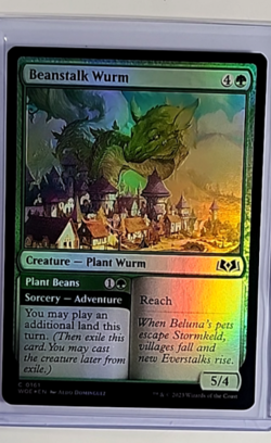 2023 MTG Magic The Gathering WOE Wilds of Eldraine Foil #161 Beanstalk Wurm - Image 1