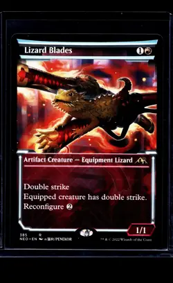 MTG Magic The Gathering NEO Kamigawa Neon Dynasty Showcase #385 Lizard Blades - Image 1