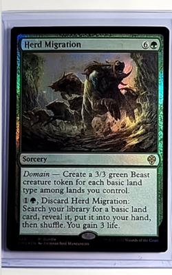 2022 MTG Magic the Gathering DMU Dominaria United Foil Promo #165 Herd Migration - Image 1
