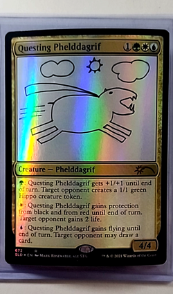 2021 MTG Magic the Gathering Secret Lair Sketch Foil #672 Questing Phelddagrif - Image 1