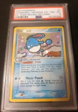 2004 Pokemon Azumarill Reverse Fol EX Team Rocket Returns. PSA 8 - Image 2