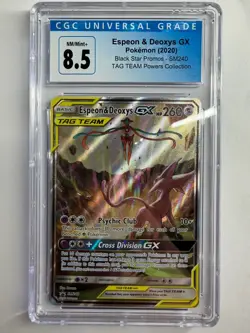 Pokemon Espeon & Deoxys GX SM240 CGC 8.5 Sun & Moon Tag Team Promo - Image 1
