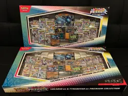2x Pokemon TCG Prismatic Evolutions Lucario Ex + Tyranitar Ex Premium Collection - Image 1