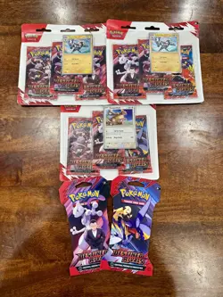 Pokemon TCG - Destined Rivals 3-Pack Blister(3) & Sleeved Booster Pack(2) Bundle - Image 1
