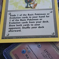 Rare Vintage Pokemon TCG Pokemon Trader Trainer Card 077/102 Base Set Wotc - Image 2