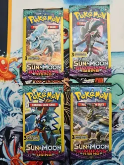 Pokemon Guardians Rising 3 Card Mini Booster Packs Complete Art Set Lot of 4 - Image 1