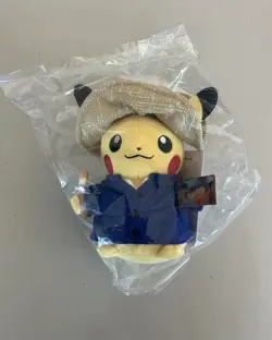 Pokemon × Van Gogh Museum Pikachu with Grey Felt Hat Promo Card + Pikachu Plush - Image 3