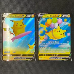Pokemon Celebrations (2) Card Lot - Flying & Surfing Pikachu V Holo 006/025 - Image 1