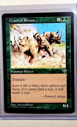 1996 MTG Magic the Gathering Mirage Crash of Rhinos Vintage WOTC Magic Card - Image 1