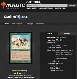 1996 MTG Magic the Gathering Mirage Crash of Rhinos Vintage WOTC Magic Card - Image 3