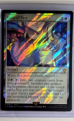 MTG Magic The Gathering FIC Final Fantasy Commander Surge Foil #15 Coin of Fate - Image 1