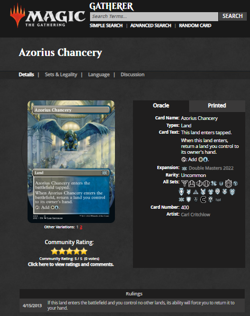 2022 MTG Magic the Gathering 2X2 Double Masters Borderless Foil Azorius Chancery - Image 3