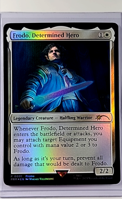 MTG Magic The Gathering LOTR Unique and Misc Promo Foil #1 Frodo Determined Hero - Image 1