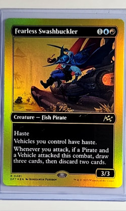2025 MTG Magic the Gathering Aetherdrift First Place Foil Fearless Swashbuckler - Image 1