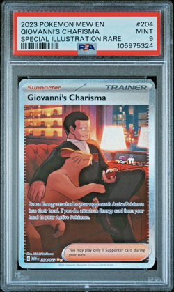 2023 POKEMON MEW EN-151 SPECIAL ILLUSTRATION RARE #204 GIOVANNI'S CHARISMA PSA 9 - Image 1