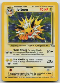 Pokemon Jolteon 4/64 WotC Jungle Holo Rare HP #3 - Image 1