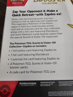 Pokemon TCG Scarlet & Violet 151 Zapdos Ex Collection |BRAND NEW SEALED Pokemon - Image 4