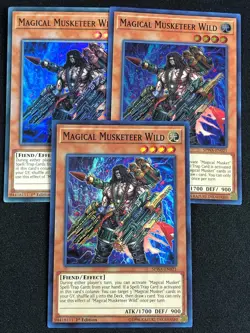 YUGIOH MAGICAL MUSKETEER WILD SPWA-EN021 1ST SUPER X3 NM - Image 1