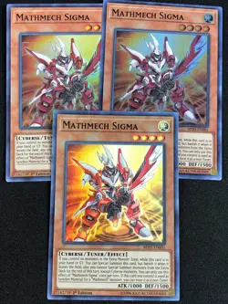 YUGIOH MATHMECH SIGMA MYFI-EN001 1ST SUPER X3 NM - Image 1