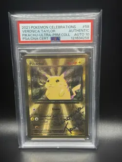 Pikachu Gold Metal Card PSA Auto 10 Veronica Taylor Authentic Celebrations - Image 1