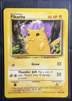 Pikachu - Pokemon Card Unlimited Edition Rare Non Holo Base Set 1999 - 58/102 - Image 1