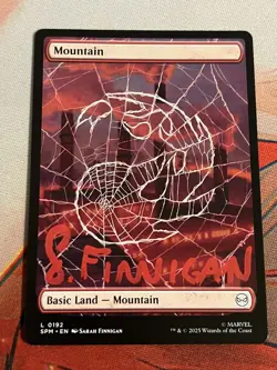 MTG Magic the Gathering Spider-Man Web Land Signed Sarah Finnigan Mountain - Image 1