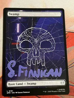 MTG Magic the Gathering Spider-Man Web Land Signed Sarah Finnigan Swamp - Image 1
