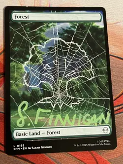 MTG Magic the Gathering Spider-Man Web Land Signed Sarah Finnigan Forest - Image 1