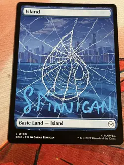 MTG Magic the Gathering Spider-Man Web Land Signed Sarah Finnigan Island - Image 1