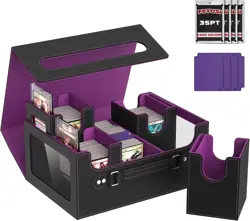 Card Deck Box for MTG with Commander Display, 4 in 1 Card Storage Box Fits 400+ - Image 1