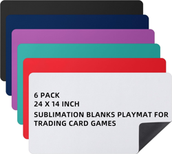 6 Pcs Playing Card Mat Sublimation Blanks Playmat for TCG MTG 24 x 14 Inch Sm... - Image 1