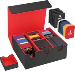Card Storage Box for Trading Cards, 2200+ MTG Deck Box with 8 Colorful Divider T - Image 1