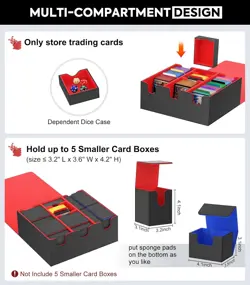 Card Storage Box for Trading Cards, 2200+ MTG Deck Box with 8 Colorful Divider T - Image 2