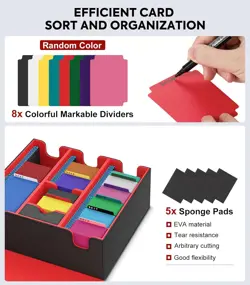 Card Storage Box for Trading Cards, 2200+ MTG Deck Box with 8 Colorful Divider T - Image 4