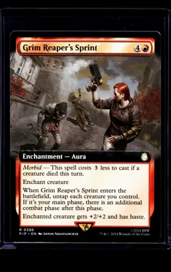 2024 MTG Magic The Gathering PIP Fallout Extended Art #386 Grim Reaper's Sprint - Image 1