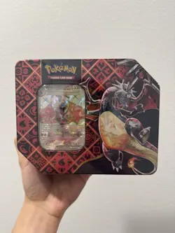 Pokemon TCG: Paldean Fates Tin - Shiny Charizard EX - New & Sealed | 5 Packs - Image 1
