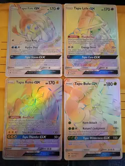Pokemon Cards Tapu Koko GX & Tapu Bulu Gx & Tapu Fini GX & Tapu Lele Secret Rare - Image 1