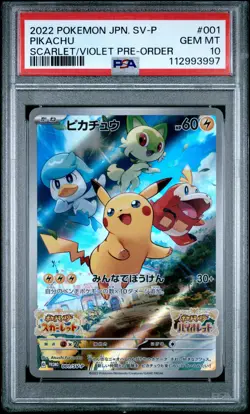 2022 POKEMON JPN SV PROMO SCARLET & VIOLET PRE-ORDER #001 PIKACHU PSA 10 - Image 1