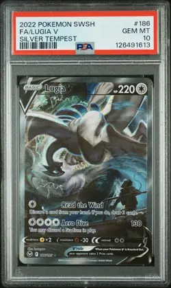2022 POKEMON SWORD & SHIELD SILVER TEMPEST #186 FULL ART/LUGIA V PSA 10 - Image 1
