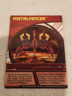BAKUGAN BATTLE BRAWLERS ABILITY CARD Metalfencer BA526-AB-SM-GBL. 3/4m - Image 1
