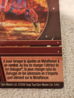 BAKUGAN BATTLE BRAWLERS ABILITY CARD Metalfencer BA526-AB-SM-GBL. 3/4m - Image 3