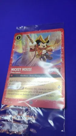 Disney Lorcana Mickey Mouse Pirate Captain 18/P2 Promo Card (SEALED) - Image 1