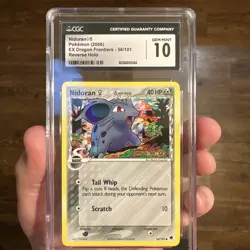 CGC 10 GEM MINT Nidoran 56/101 EX Dragon Frontiers Reverse Holo STAMPED Pokemon - Image 1