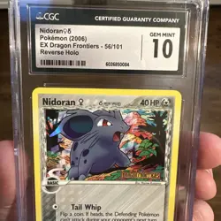 CGC 10 GEM MINT Nidoran 56/101 EX Dragon Frontiers Reverse Holo STAMPED Pokemon - Image 4