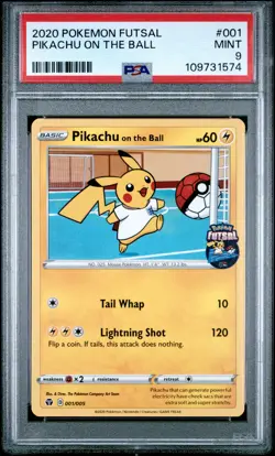 2020 POKEMON FUTSAL #001 PIKACHU ON THE BALL PSA 9 - Image 1